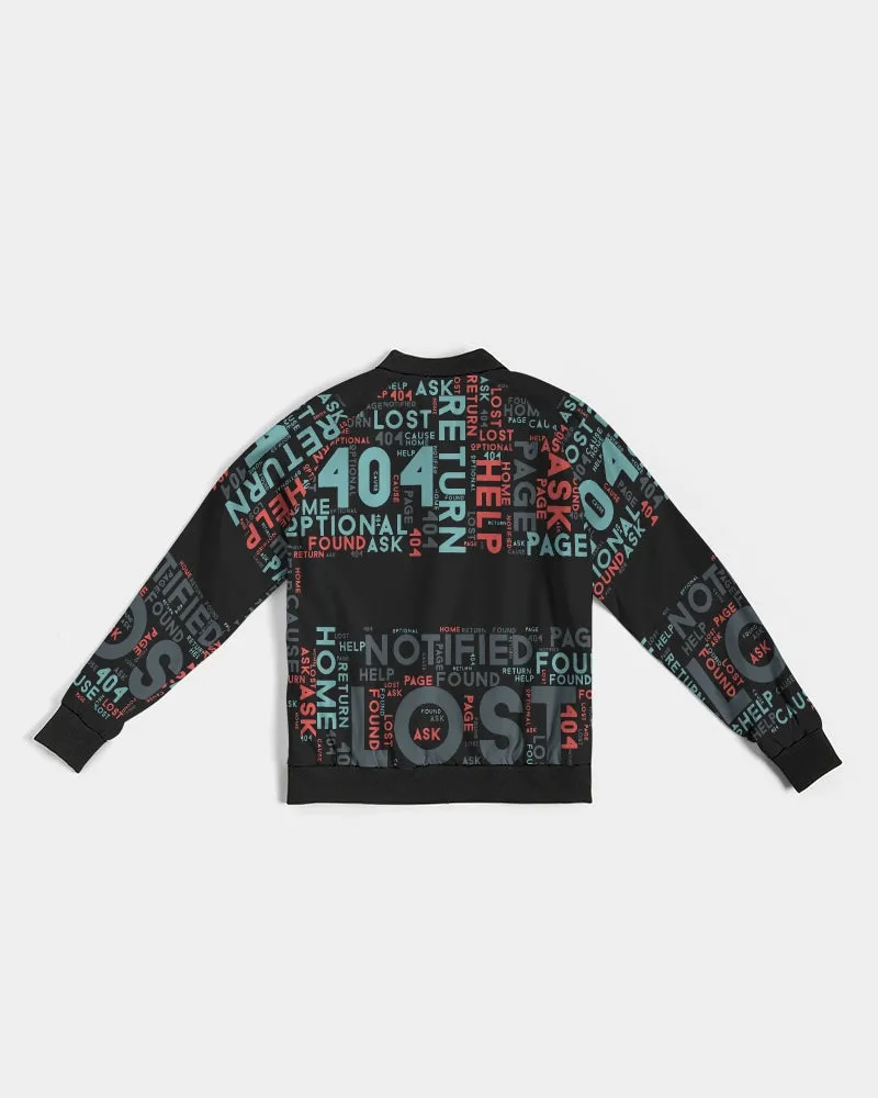 404 Error Page Text In Stop Sign Black Women's Bomber Jacket