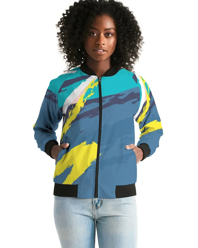 Abstract Blue Women's Bomber Jacket
