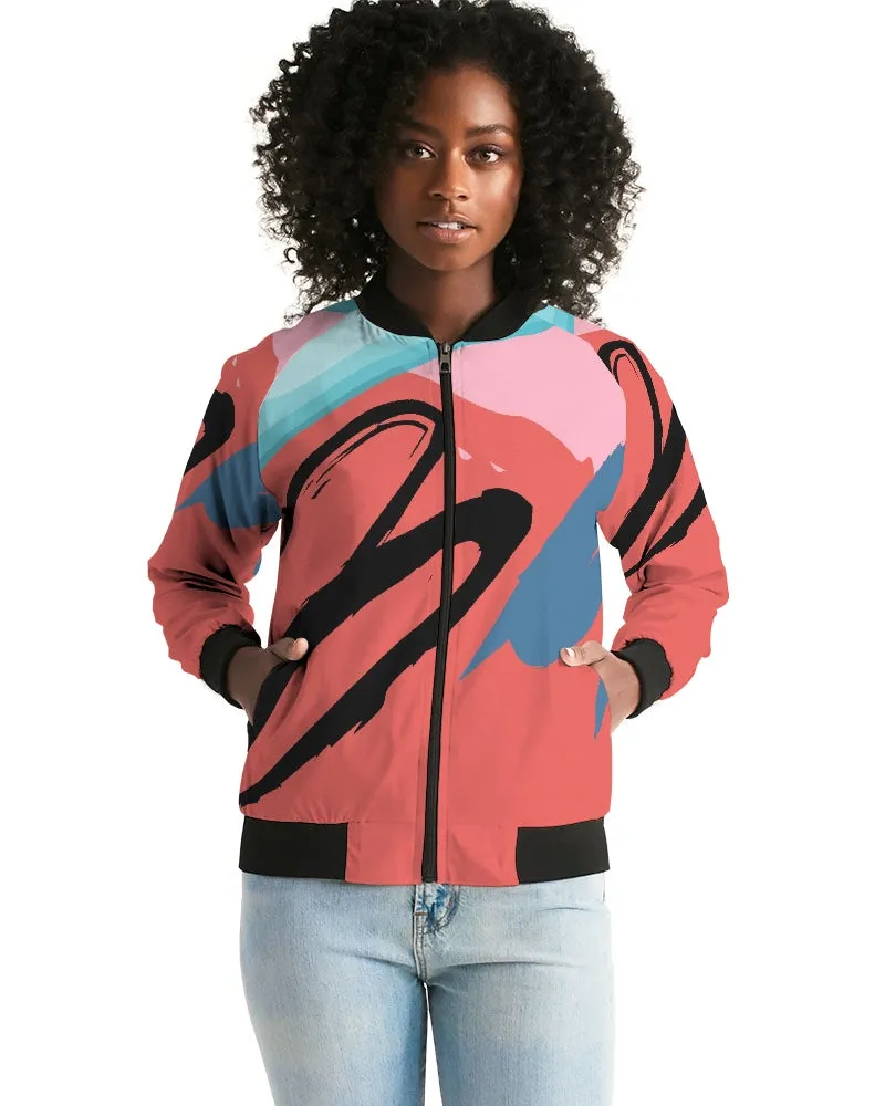 Abstract Red Women's Bomber Jacket