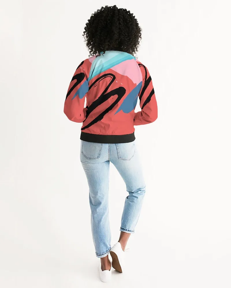 Abstract Red Women's Bomber Jacket