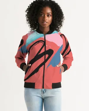Abstract Red Women's Bomber Jacket