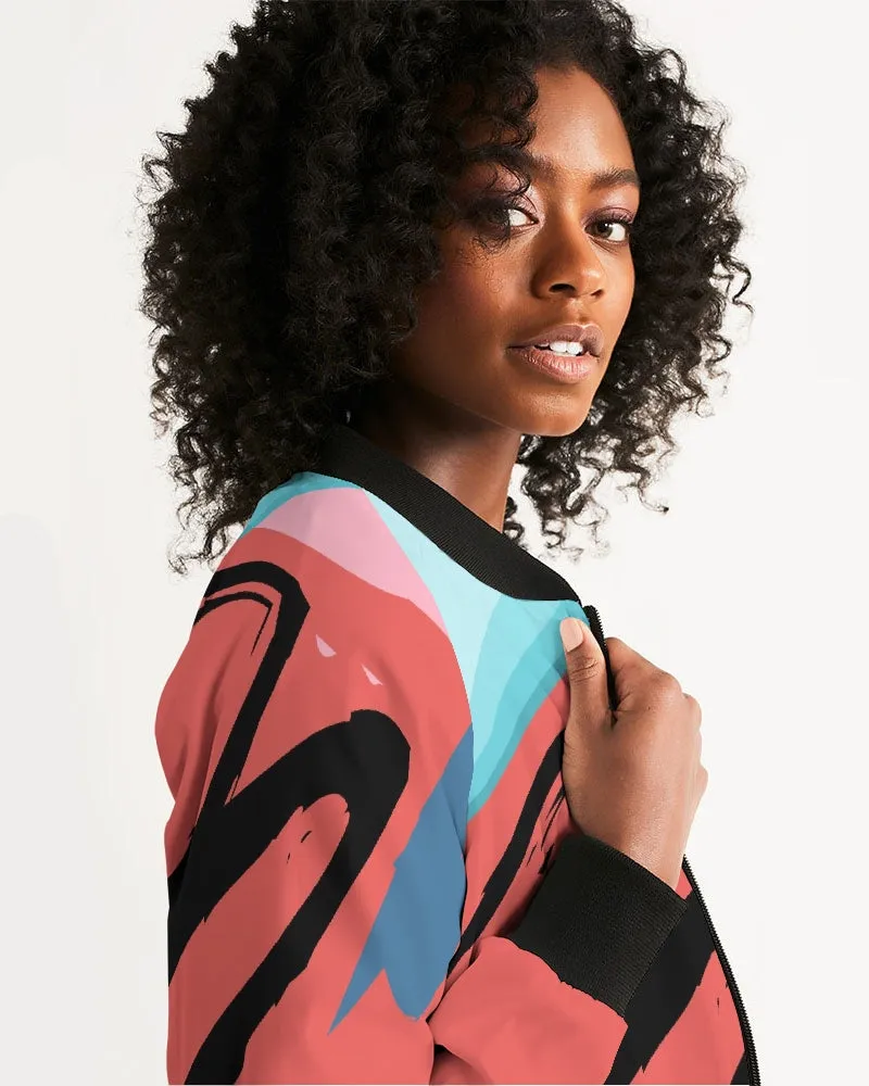 Abstract Red Women's Bomber Jacket