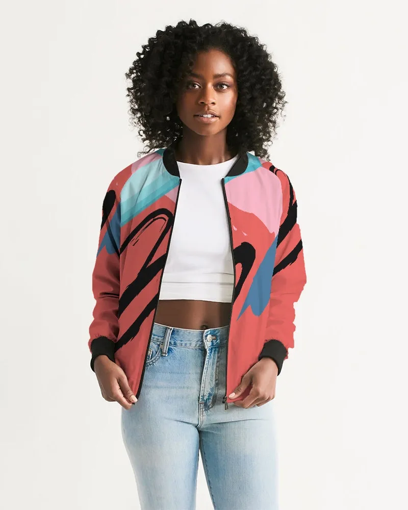 Abstract Red Women's Bomber Jacket