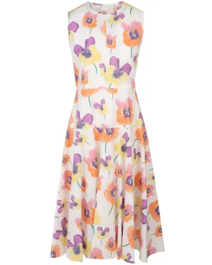 Allover Floral Print A-line Midi Dress