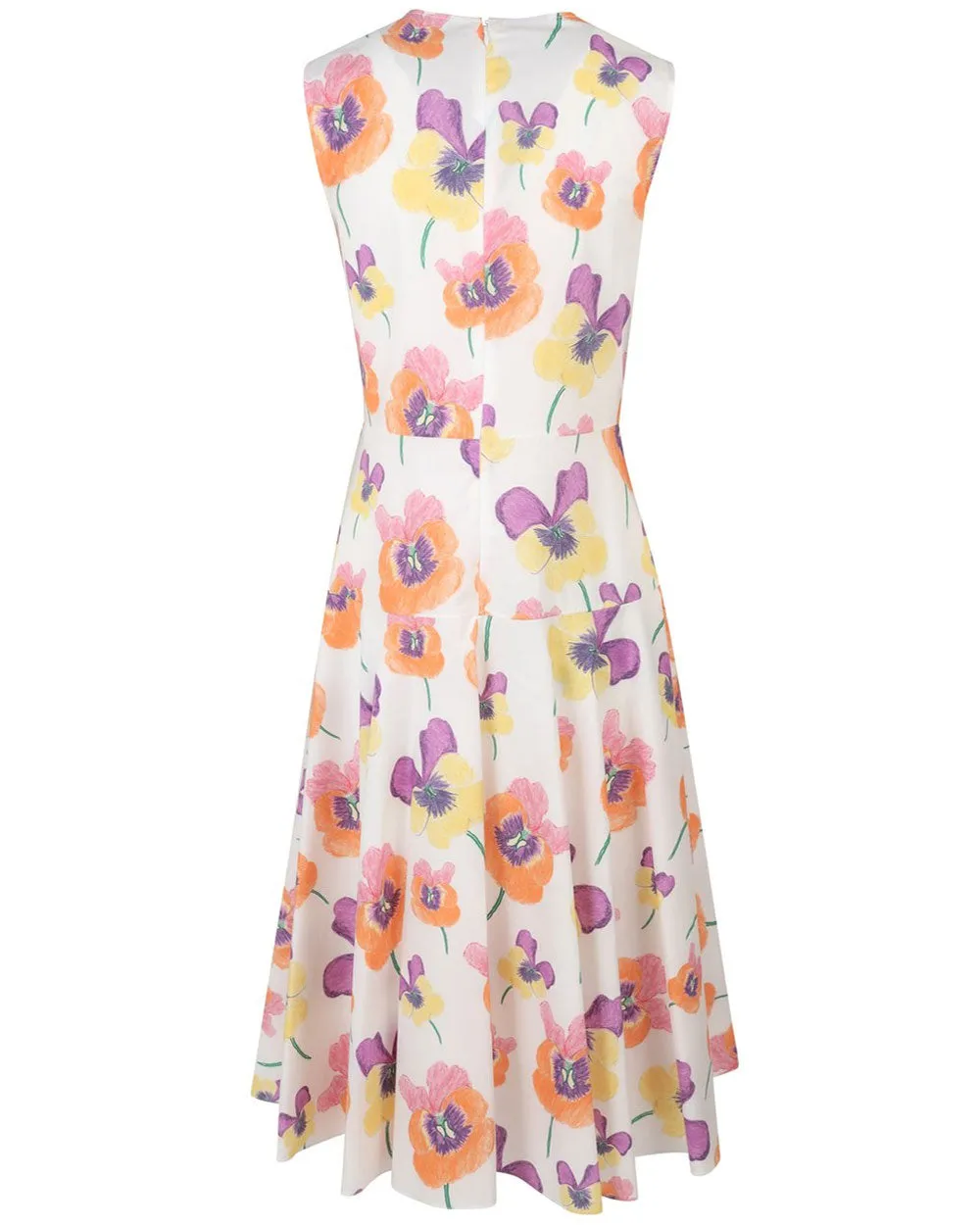 Allover Floral Print A-line Midi Dress