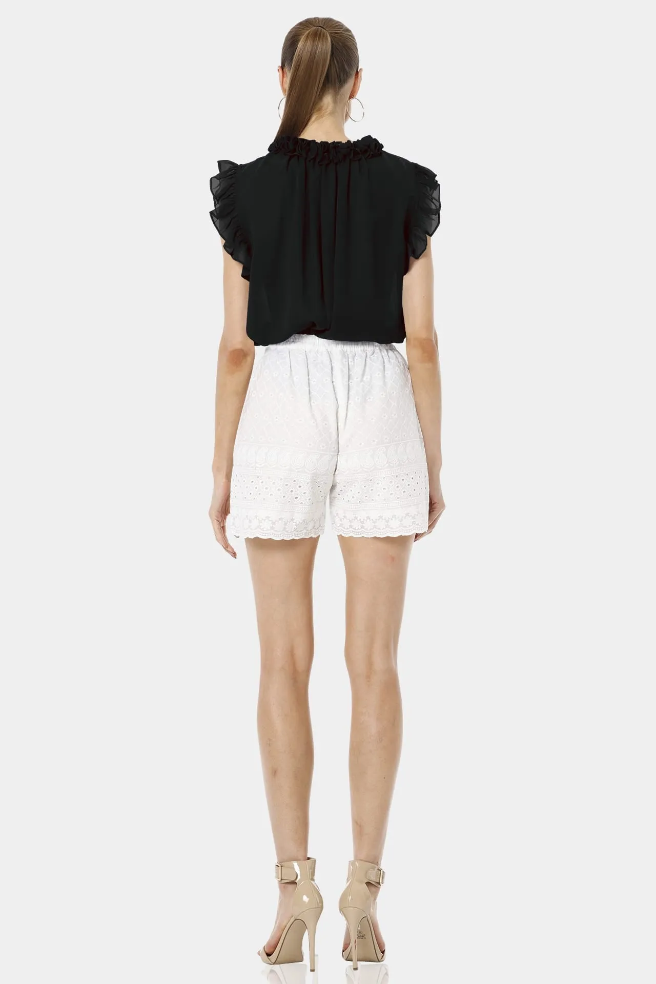 Aphrodite Black Long Sleeved Open Neck Top