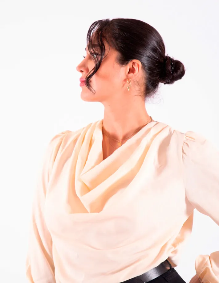 Beige V-Neck Top