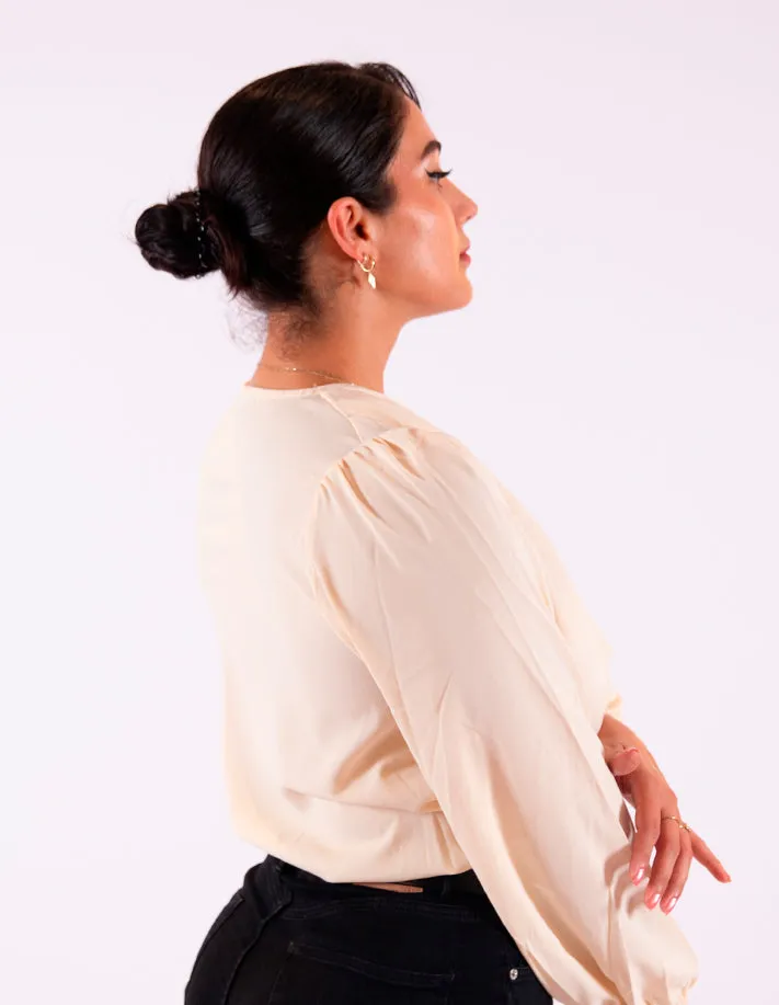 Beige V-Neck Top