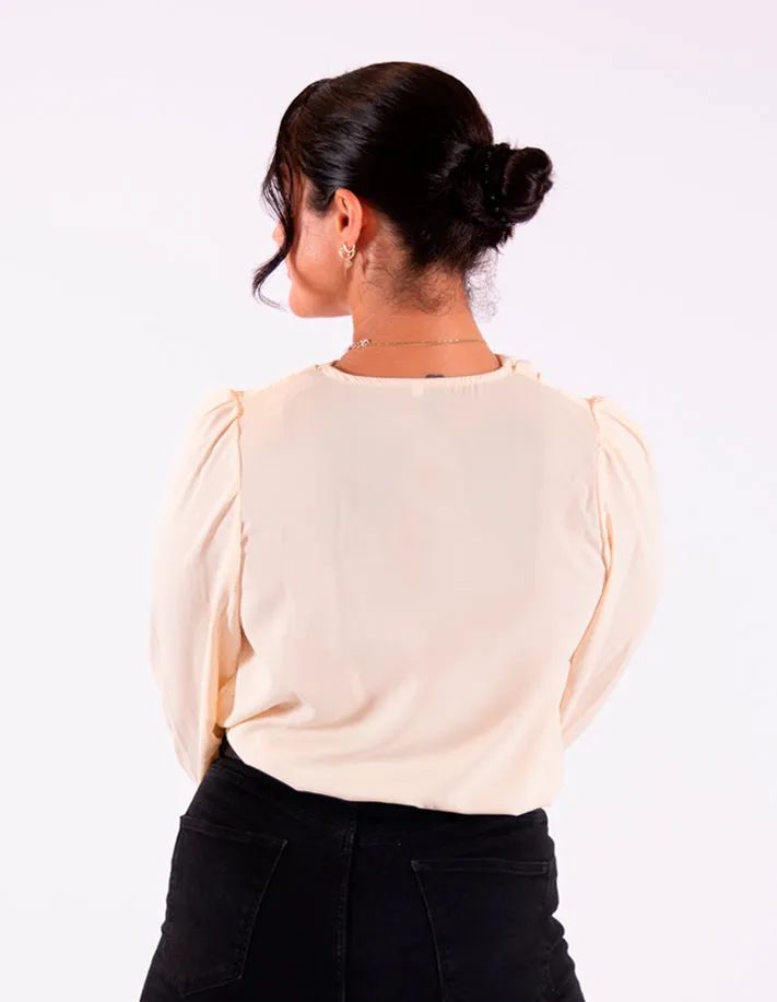 Beige V-Neck Top