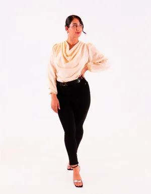 Beige V-Neck Top