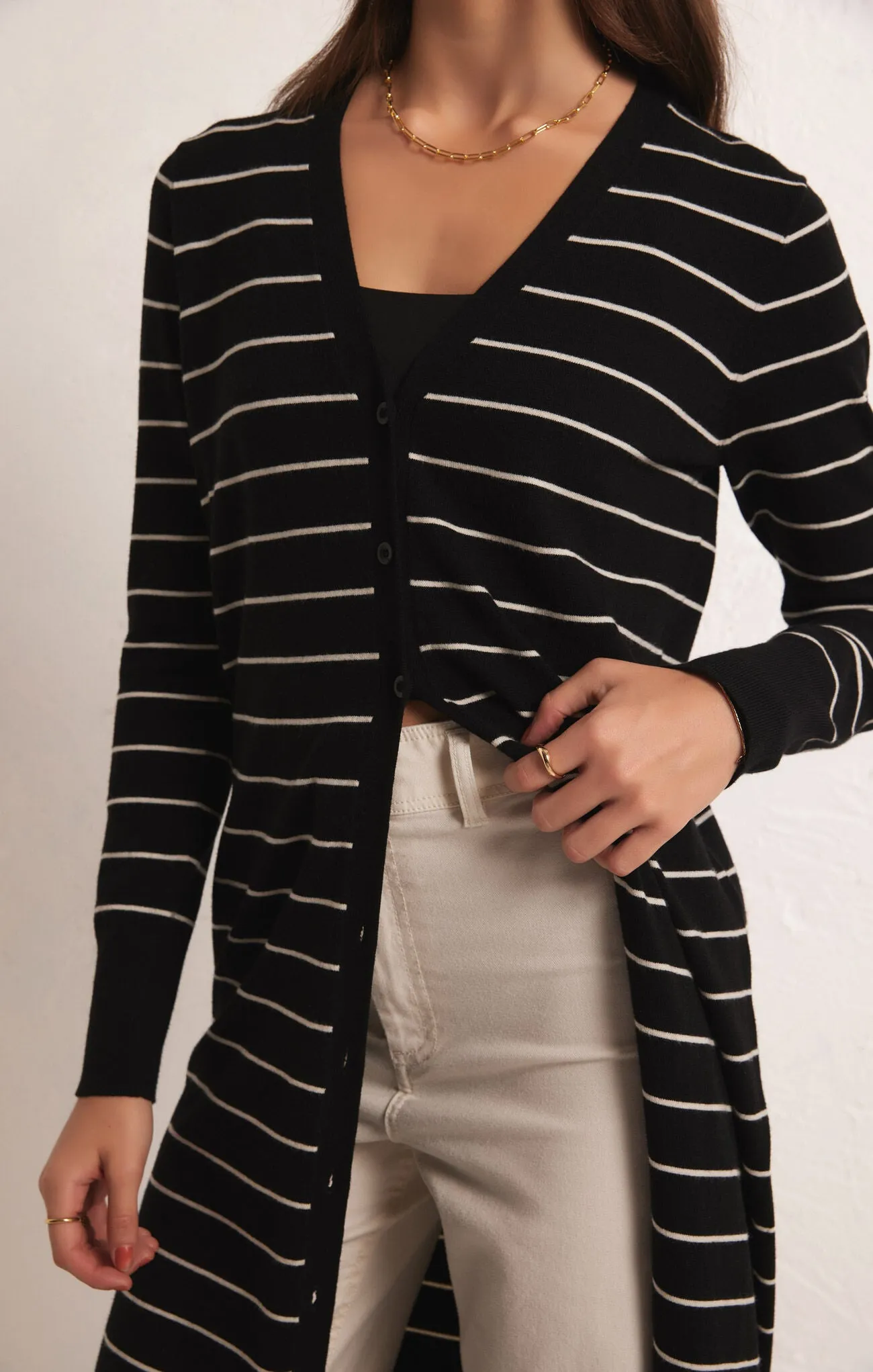 Bellini Stripe Cardigan Black