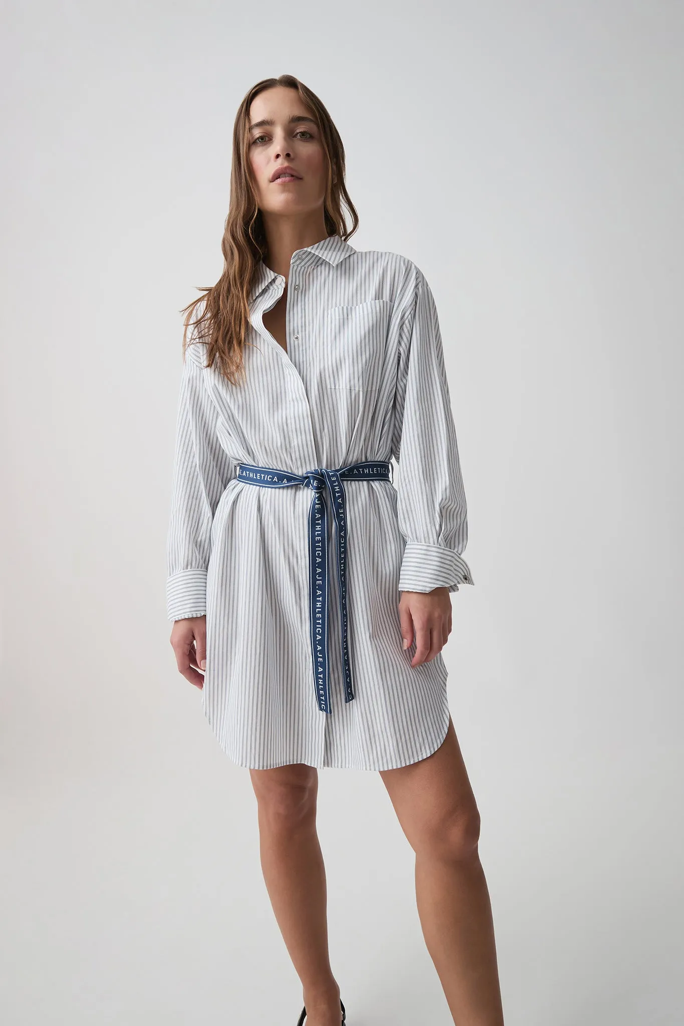 Belted Logo Shirt Dress 824