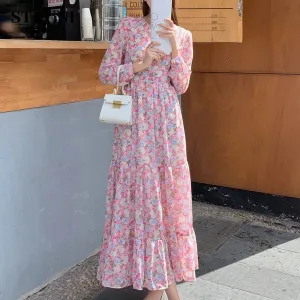 Best Simple Women's Blossom-Pink chiffon maxi dress