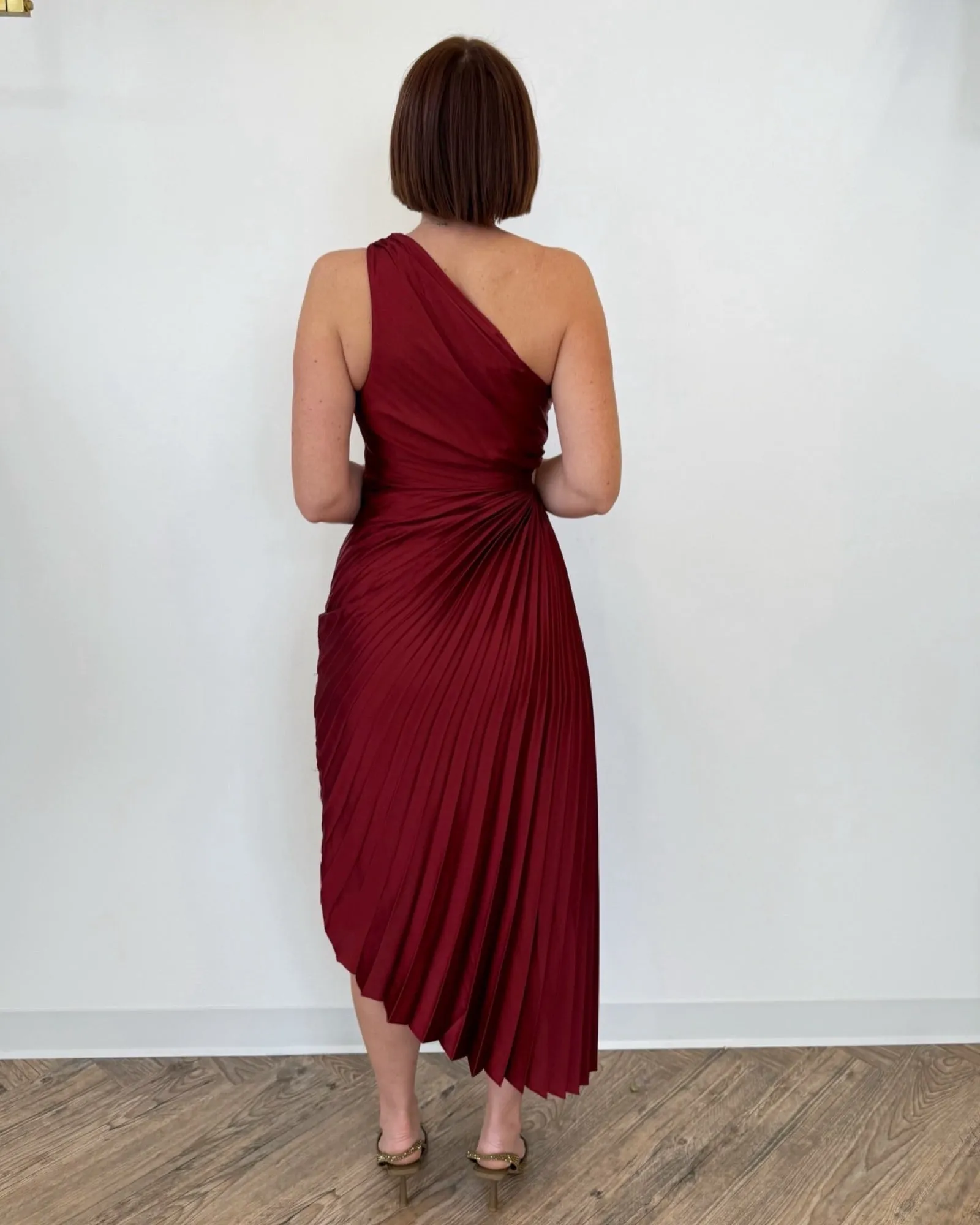 Bianca Asymmetrical Pleated Maxi Dress