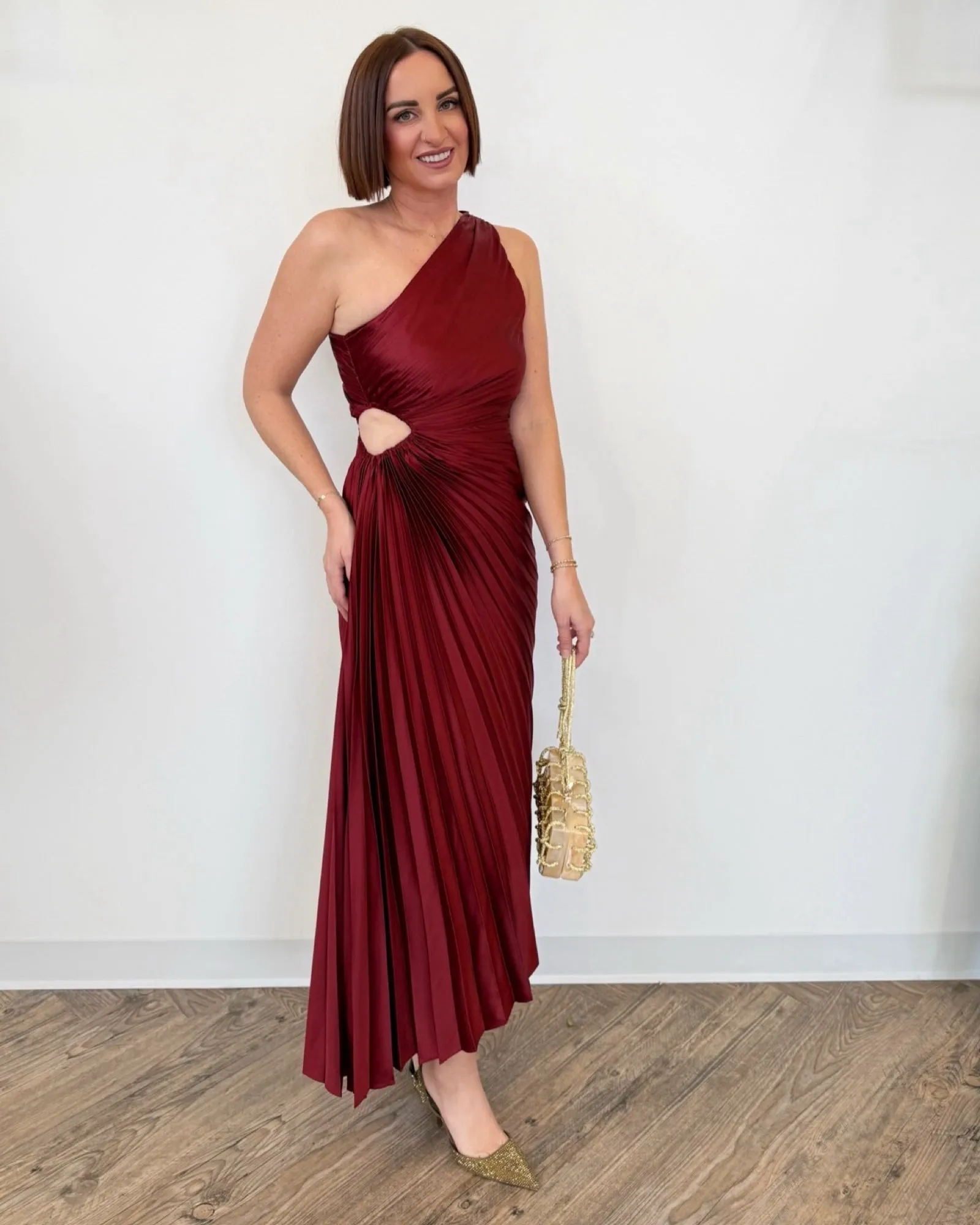 Bianca Asymmetrical Pleated Maxi Dress