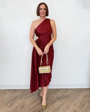 Bianca Asymmetrical Pleated Maxi Dress