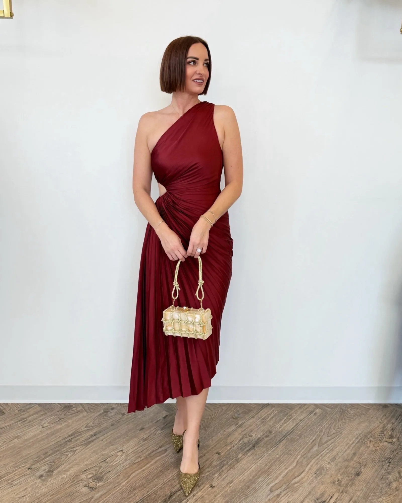 Bianca Asymmetrical Pleated Maxi Dress