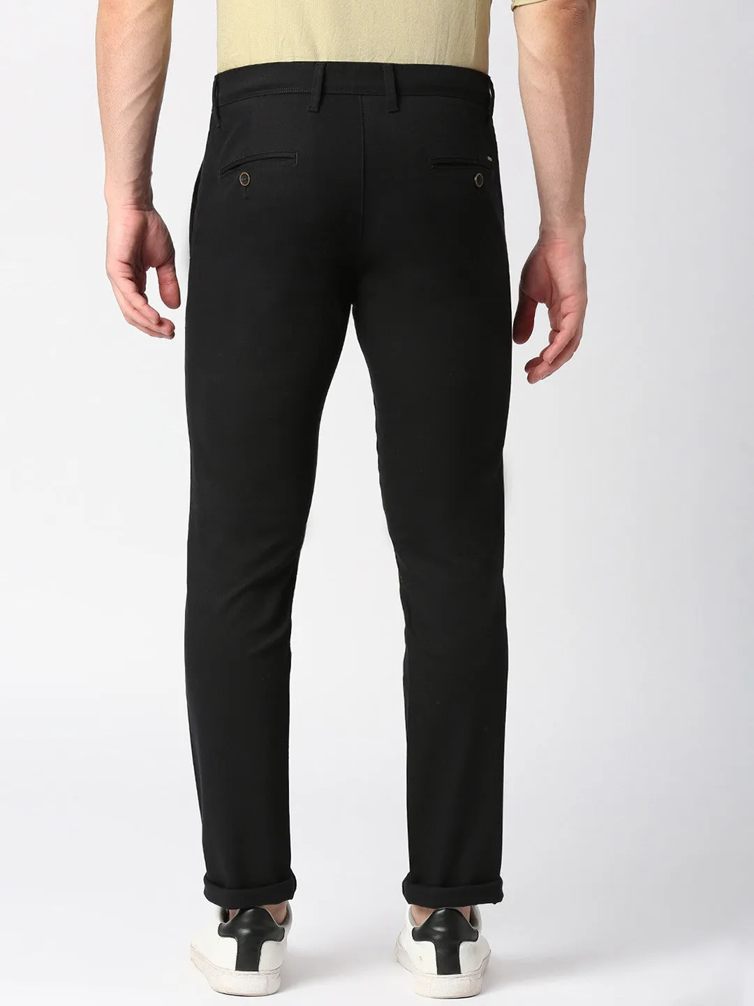 Black Slim Tapered Cotton Trouser