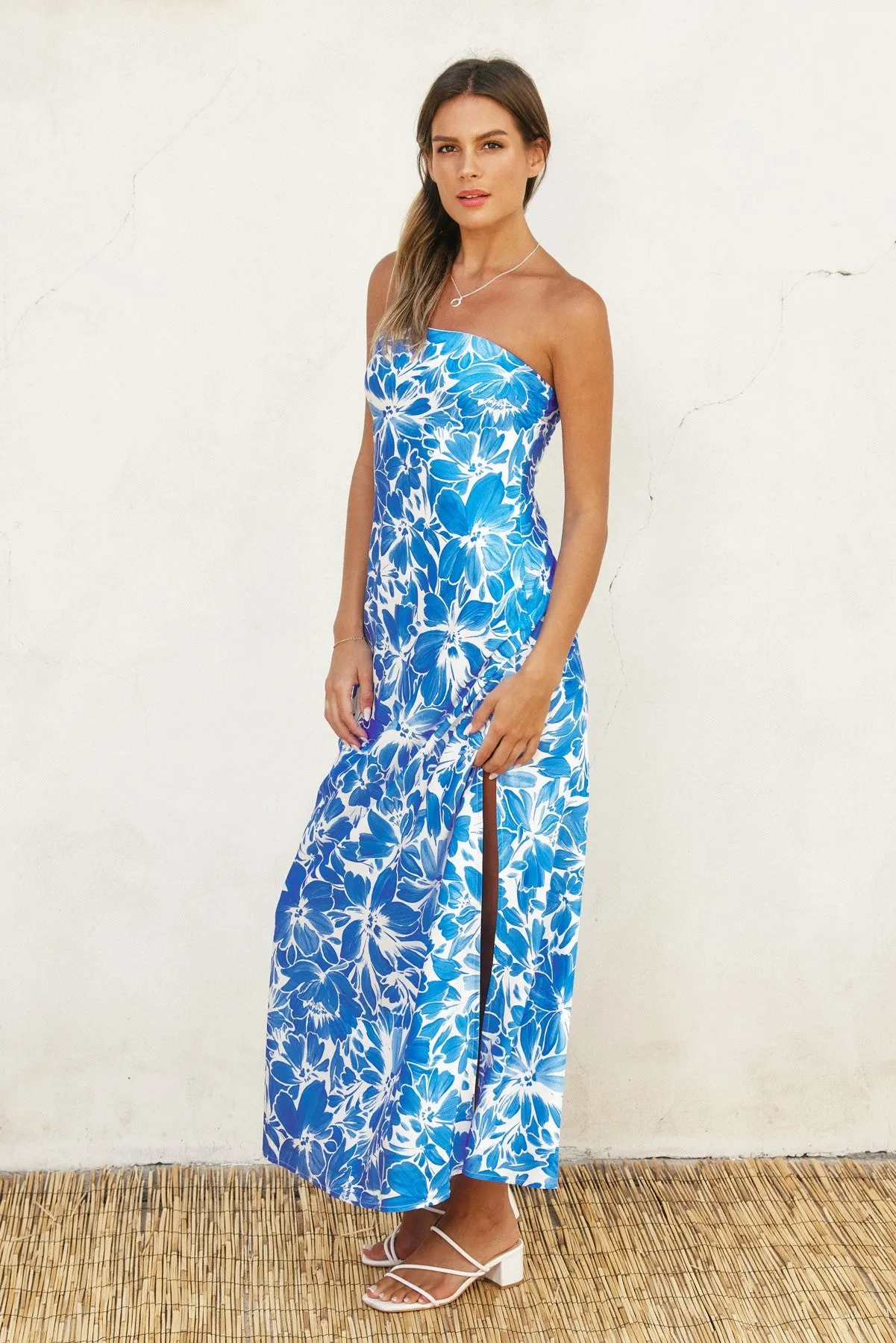 Blue Star Slit Maxi Dress