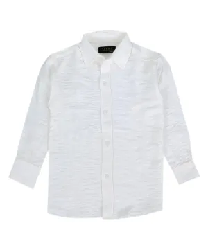 Boys Cotton Linen Classic Collar Shirt - Ivory Cream