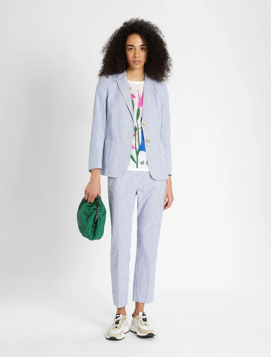 Canasta Seersucker Cropped Pant