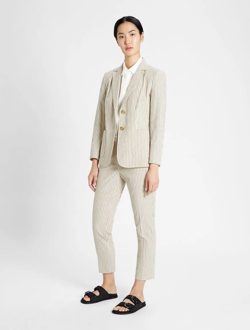 Canasta Seersucker Cropped Pant