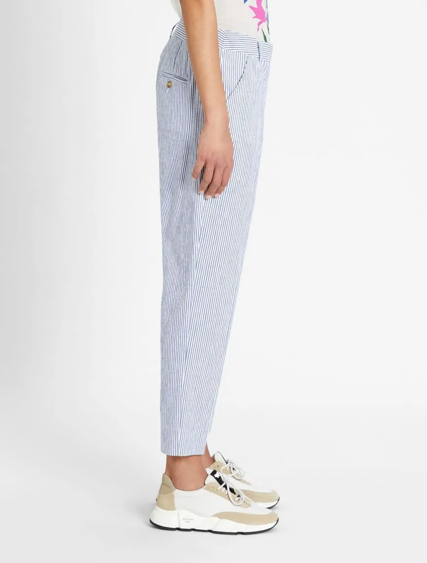 Canasta Seersucker Cropped Pant