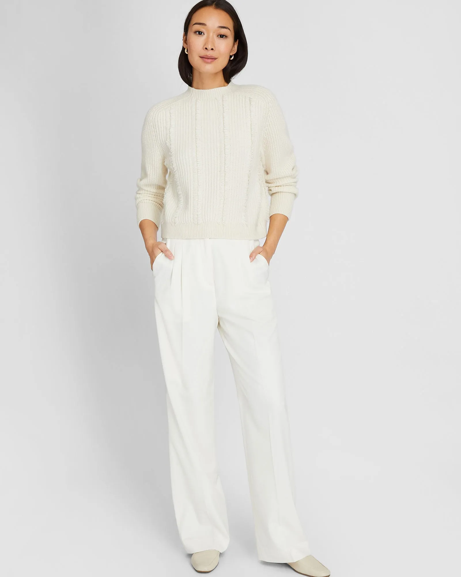 Cashmere Cropped Fringe Sweater
