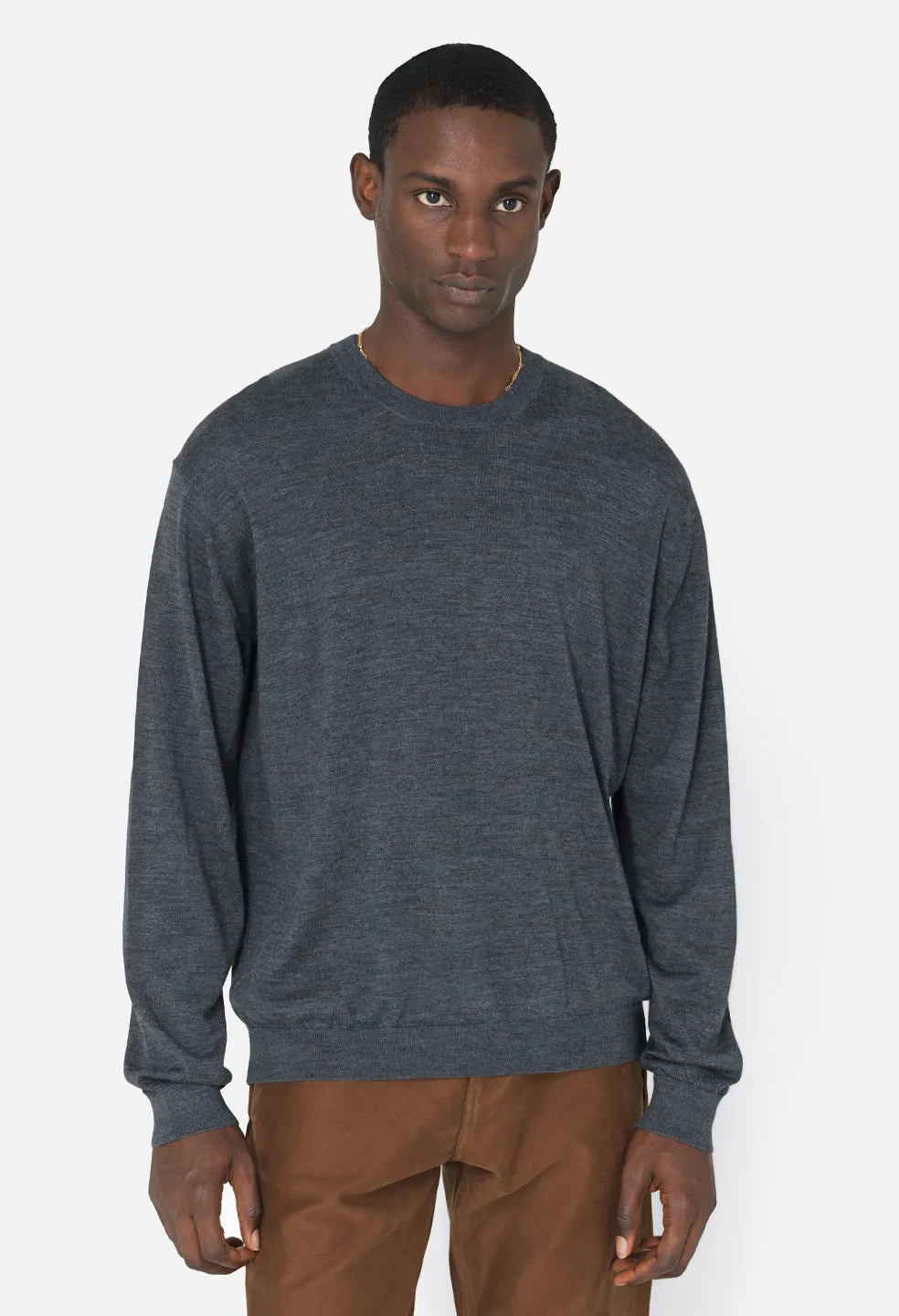 Cashmere Wool Blend Crew / Charcoal