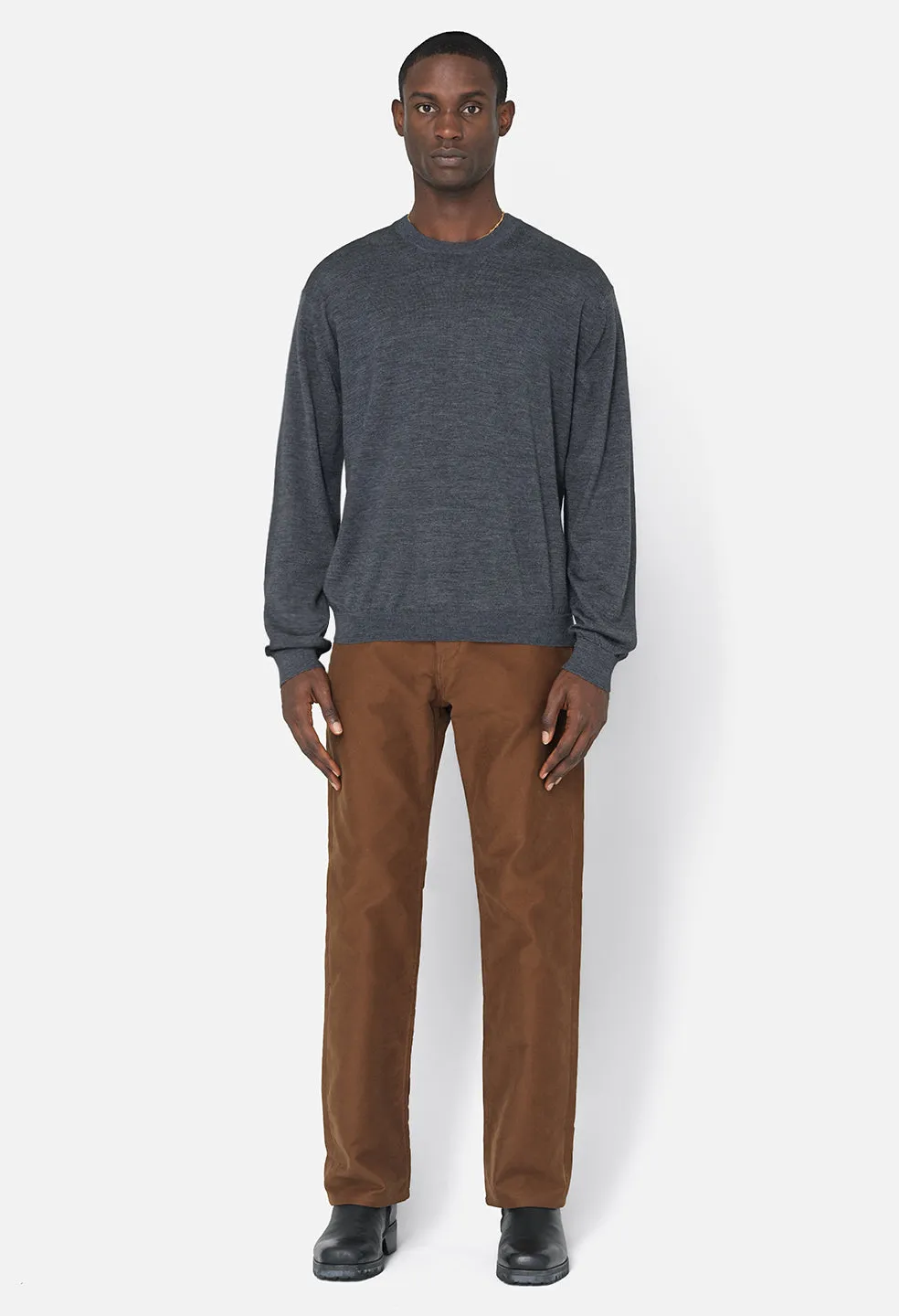 Cashmere Wool Blend Crew / Charcoal