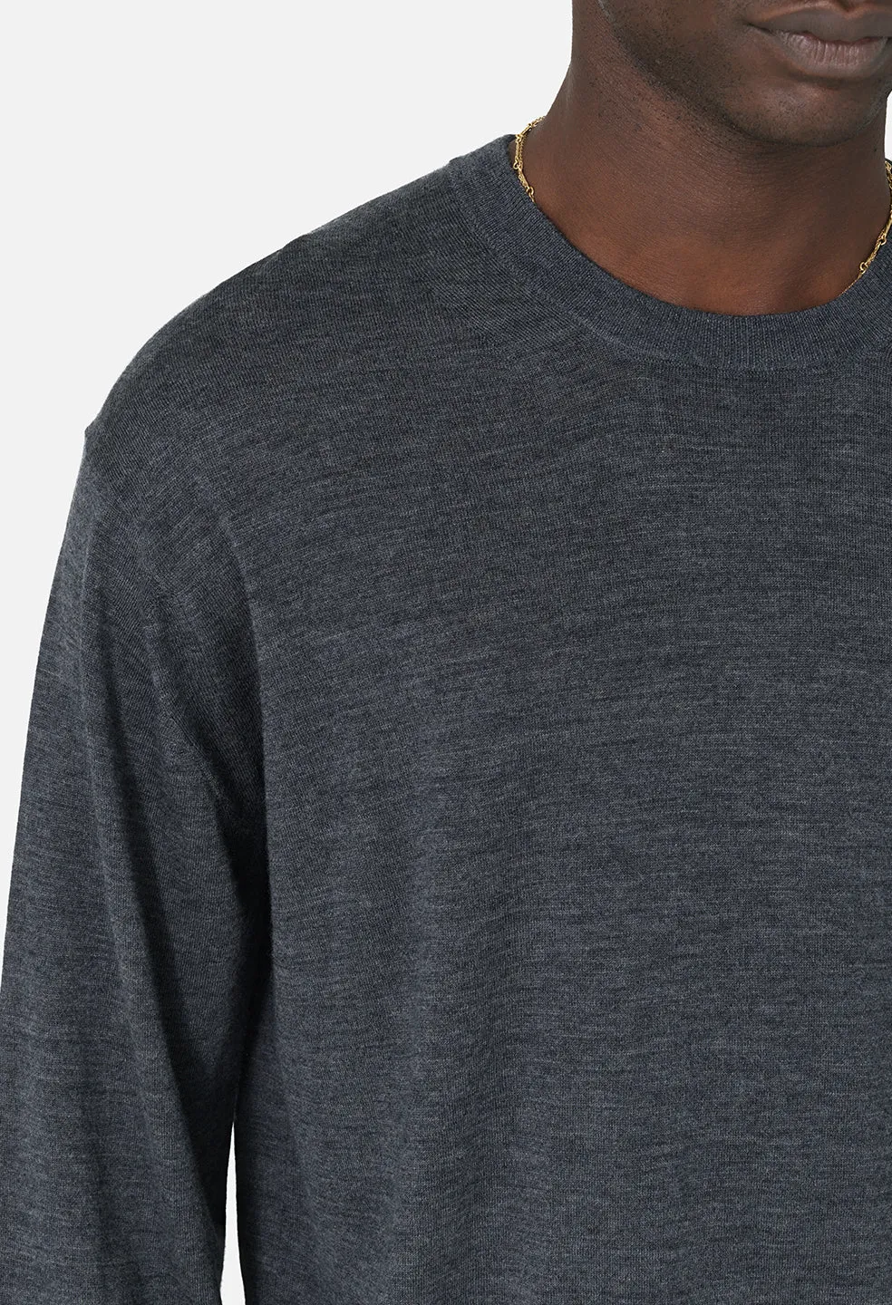 Cashmere Wool Blend Crew / Charcoal