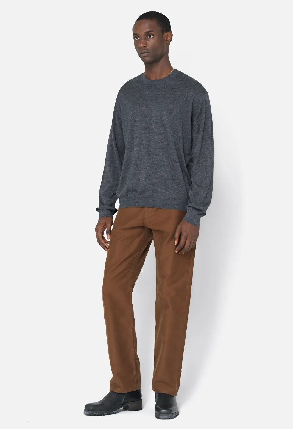 Cashmere Wool Blend Crew / Charcoal