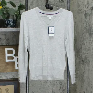 Charter Club Women's Wool Blend V-Neck Button Sleeve Sweater