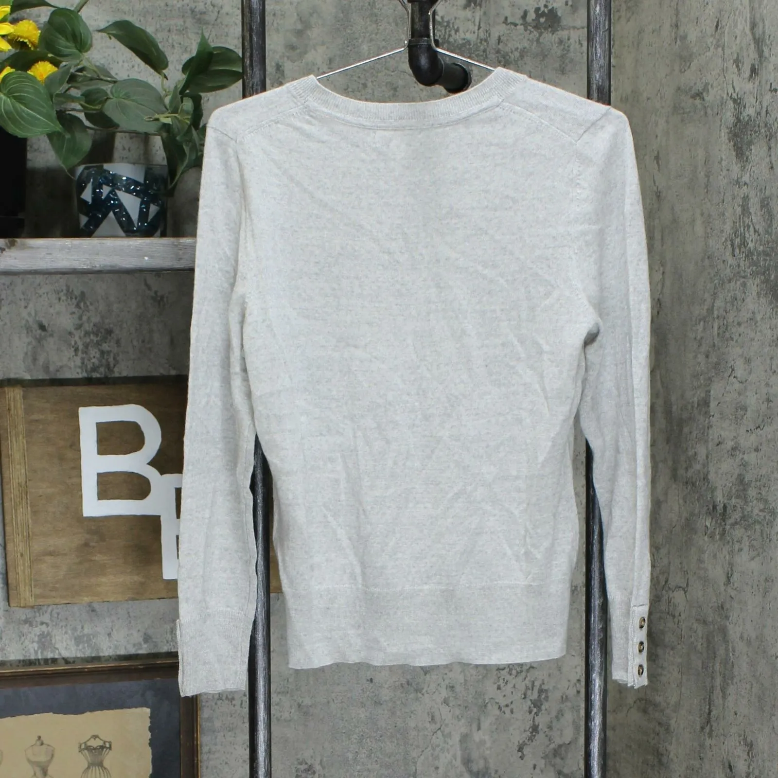 Charter Club Women's Wool Blend V-Neck Button Sleeve Sweater