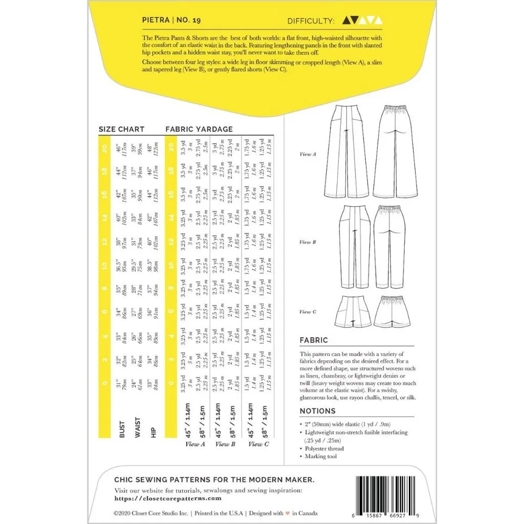 Closet Core Patterns Pietra Pants & Shorts