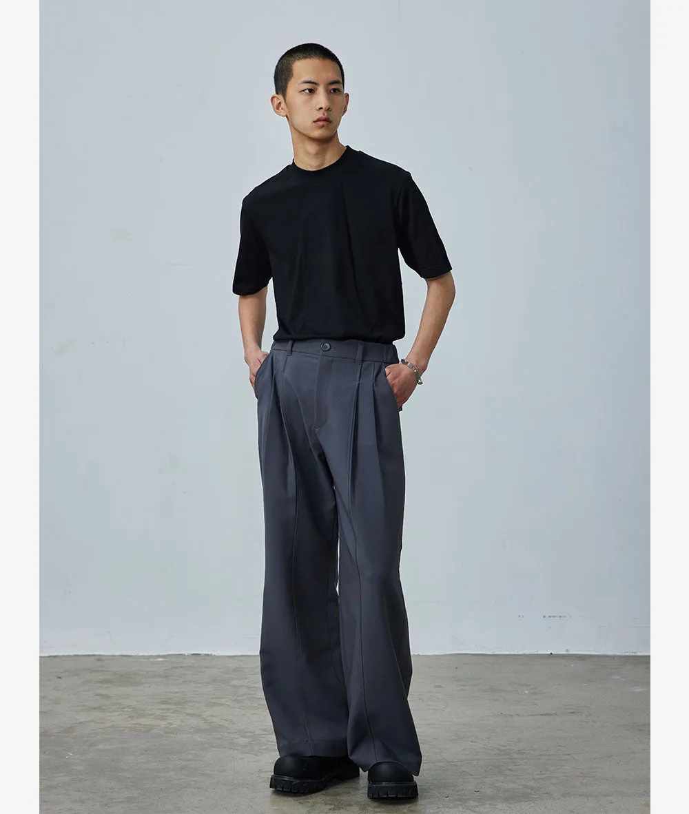 Double-pleated casual pants