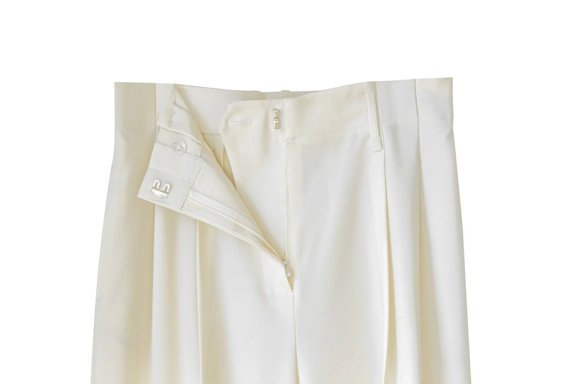 DOUBLE PLEATED STRETCH TROUSERS