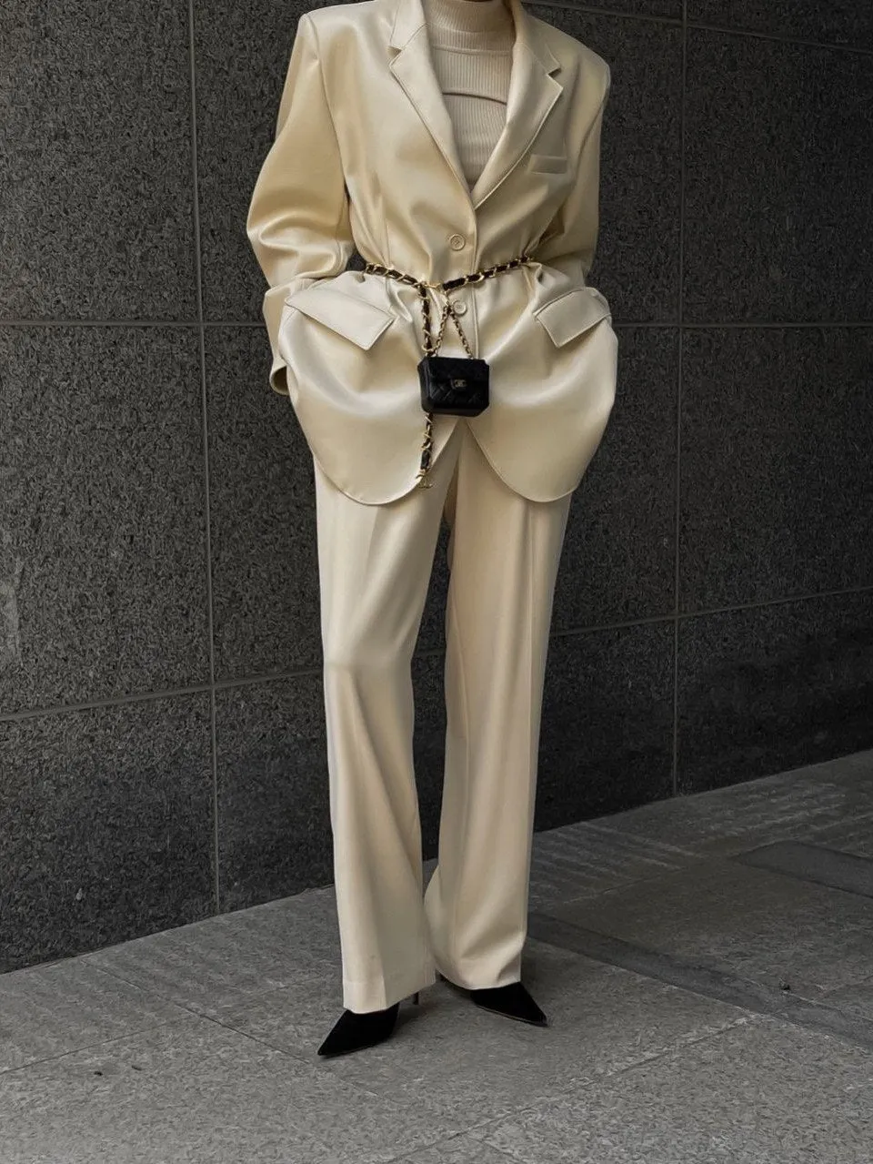 DOUBLE PLEATED STRETCH TROUSERS