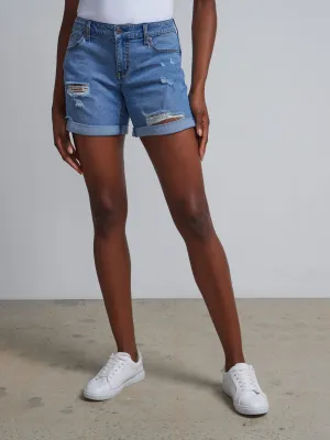 Essential Mid-Rise Denim 5-Inch Boyfriend Short - Medium Wash