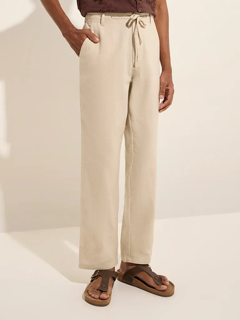 ETA Beige Relaxed-Fit Mid-Rise Cotton-Blend Chinos