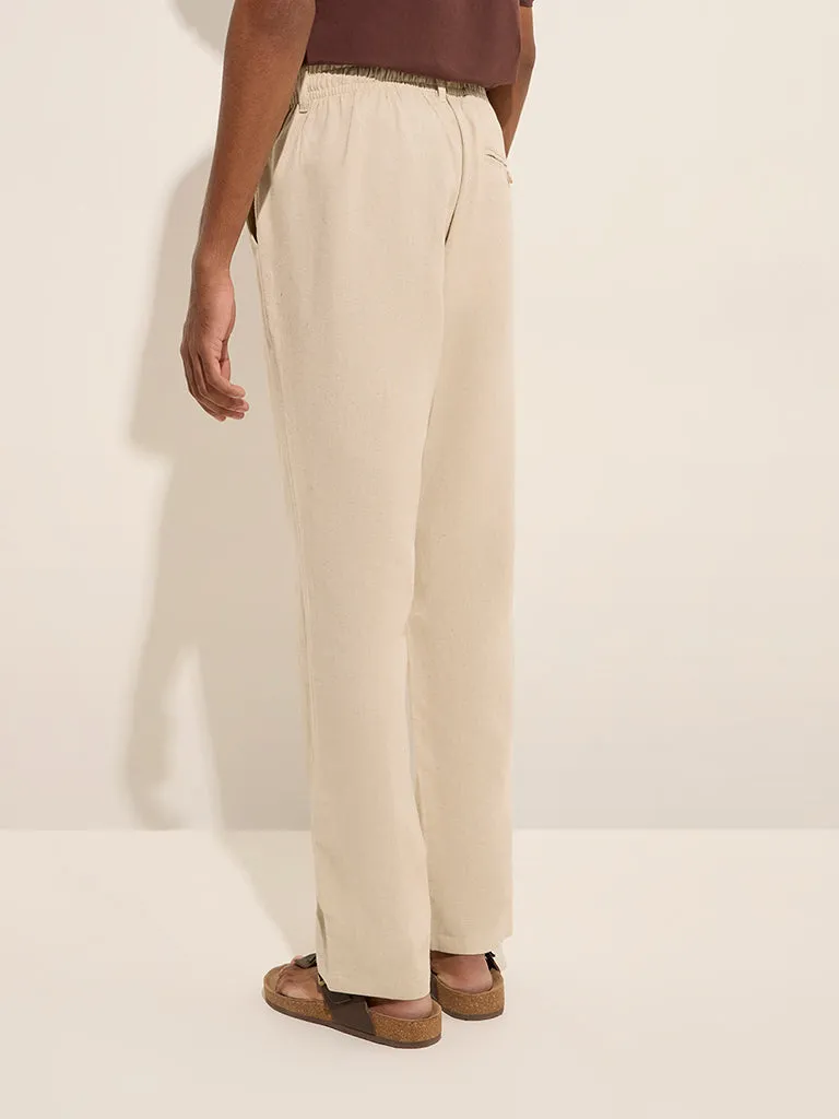 ETA Beige Relaxed-Fit Mid-Rise Cotton-Blend Chinos