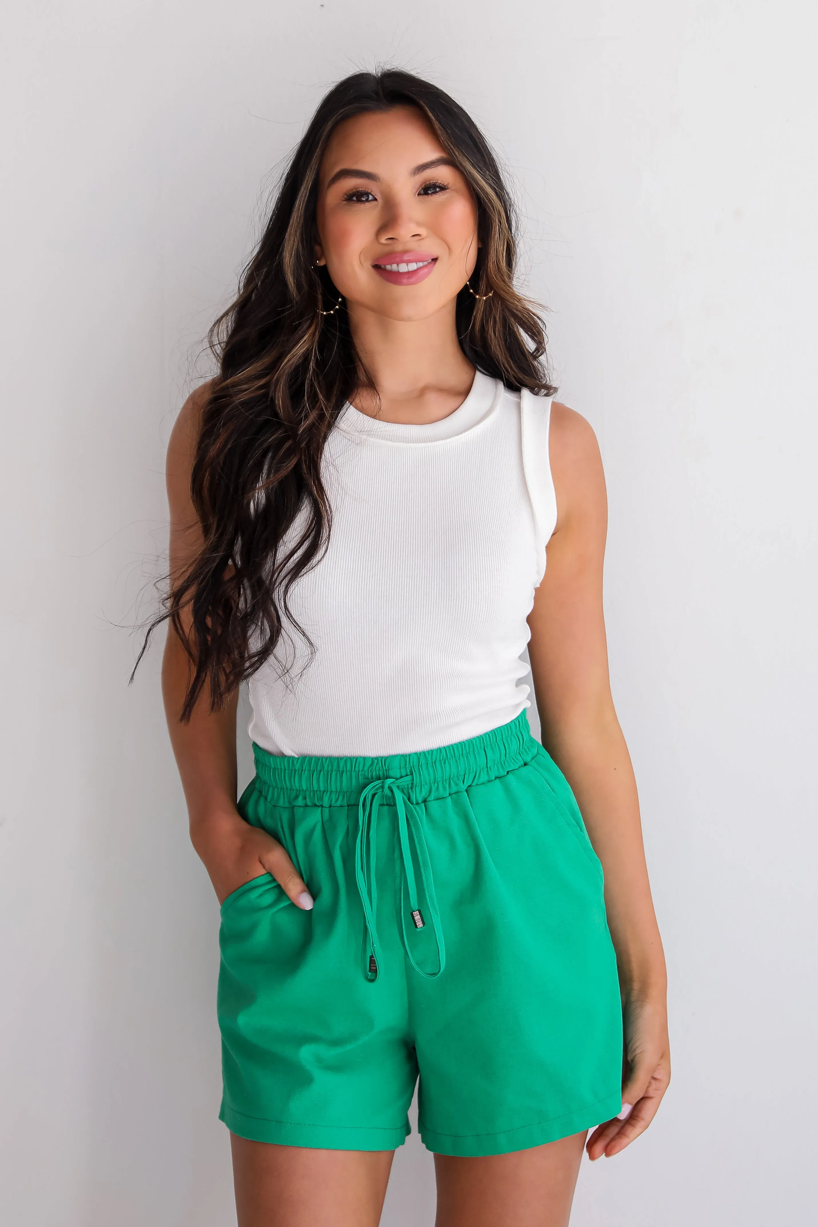 FINAL SALE - Seasonal Breeze Green Linen Shorts