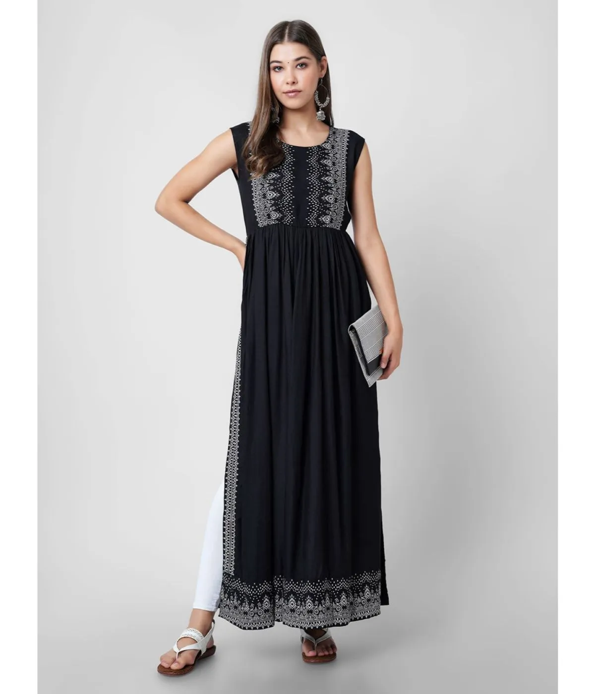 Floral A-Line Kurta with High Side Slit