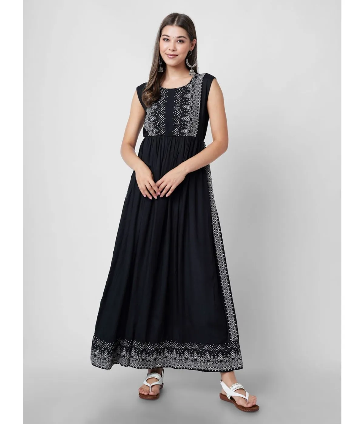 Floral A-Line Kurta with High Side Slit