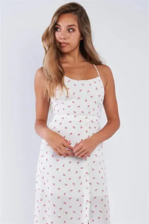 Floral Chiffon Rose Print Cami Strapped Self Tie Maxi Dress