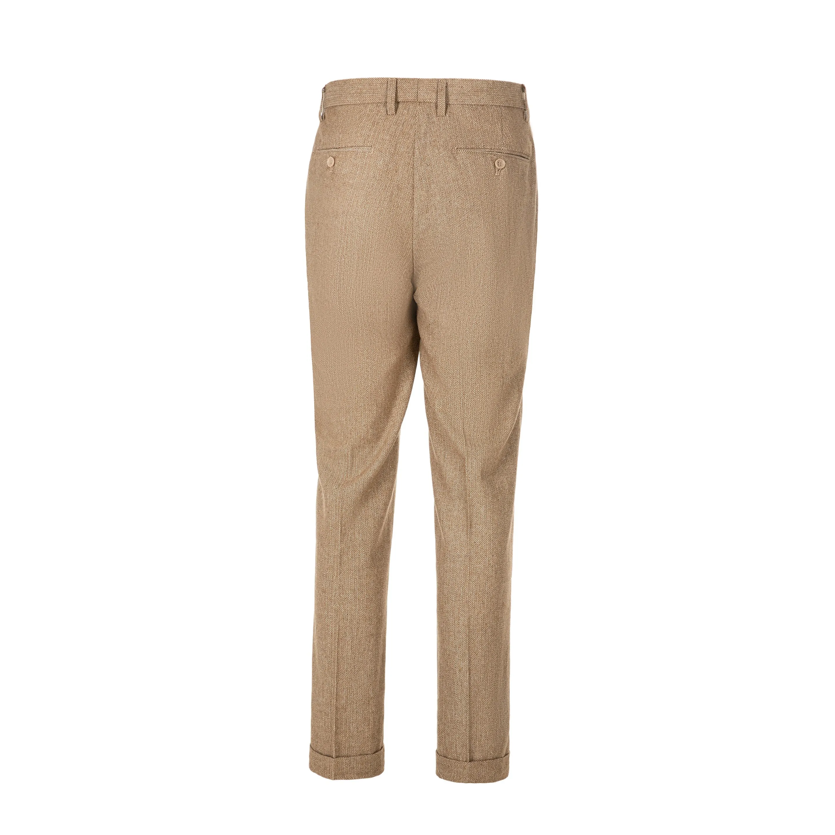 Formal Men's Slim Fit Tweed Suit Pants Flat Trousers
