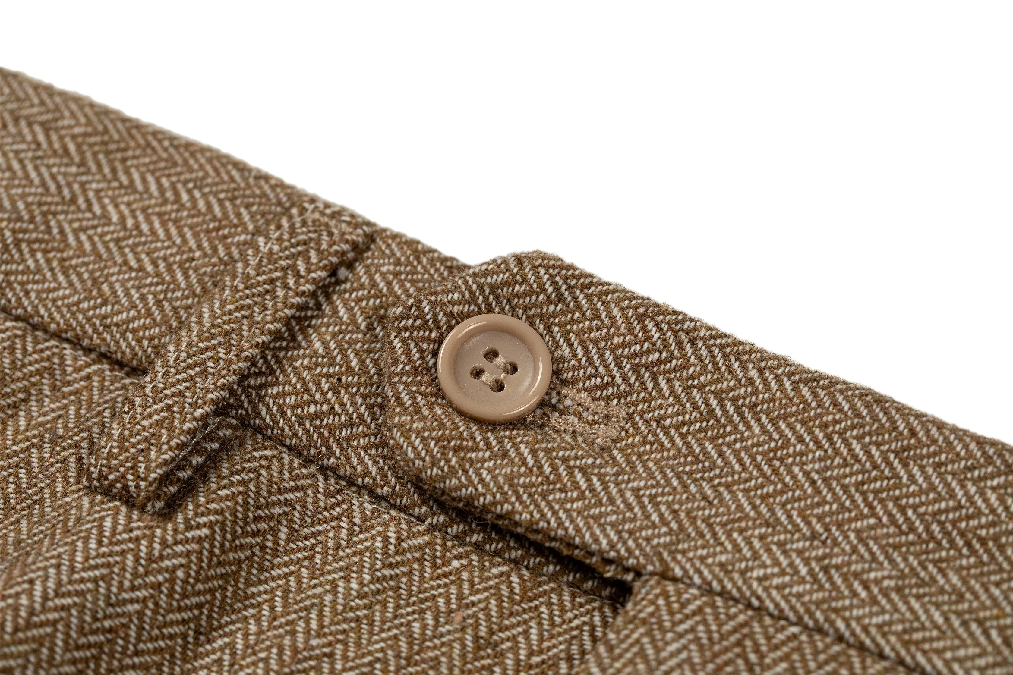 Formal Men's Slim Fit Tweed Suit Pants Flat Trousers