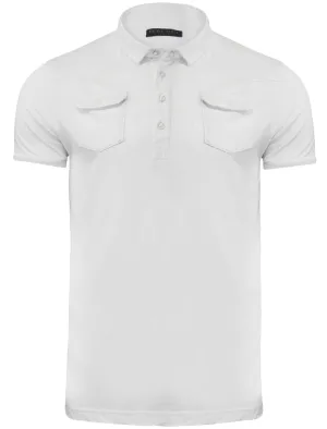 Frazer Cotton Jersey Polo Shirt with Chest Pockets in White