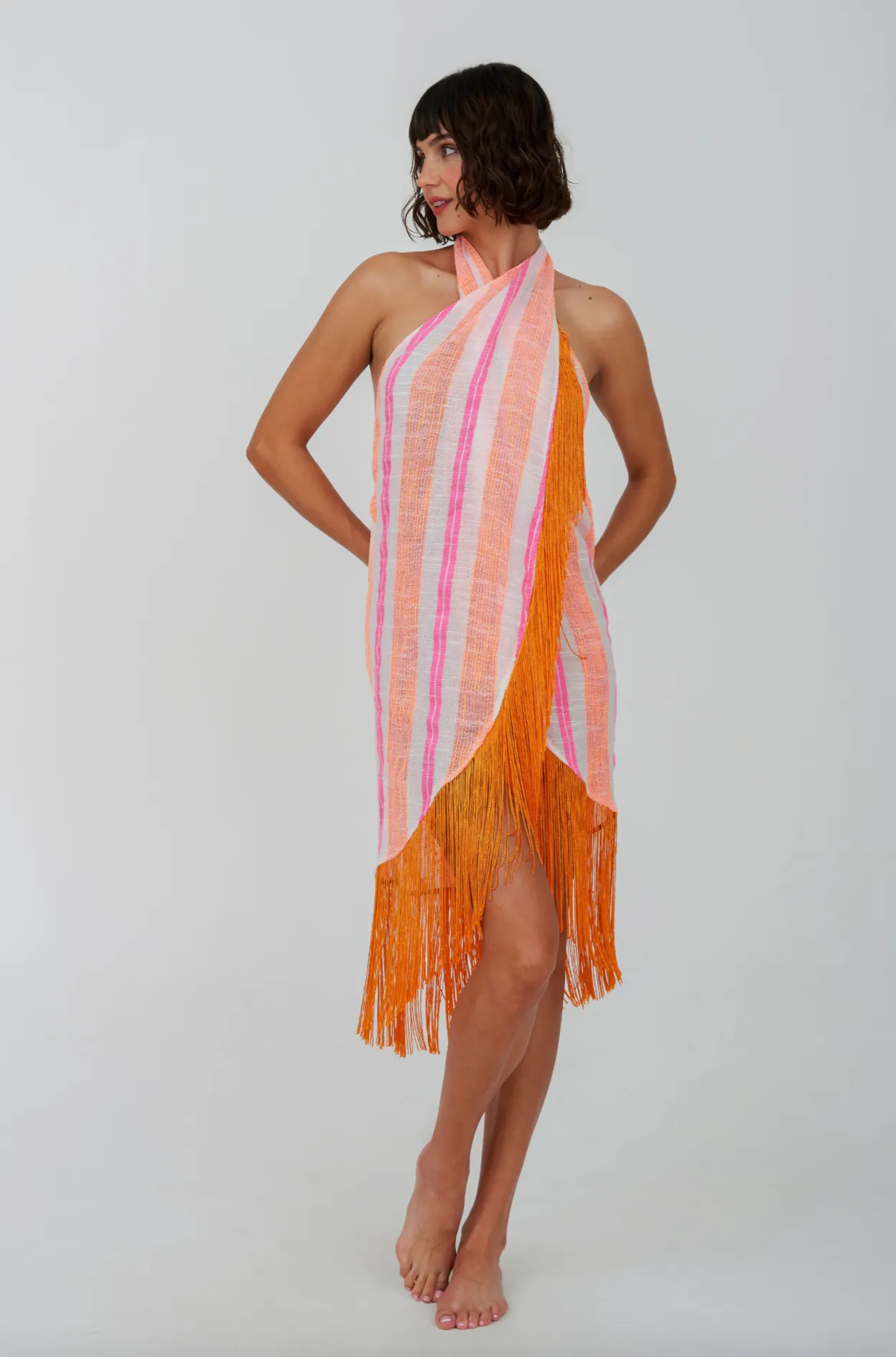Fringed Crossover Dress