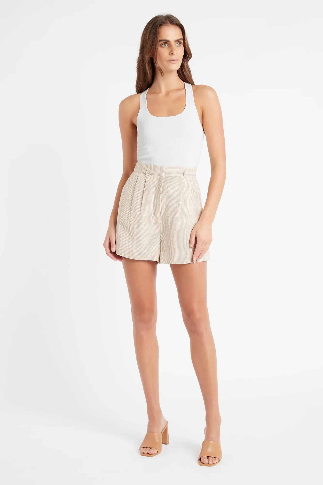 Gingham Tuck Shorts
